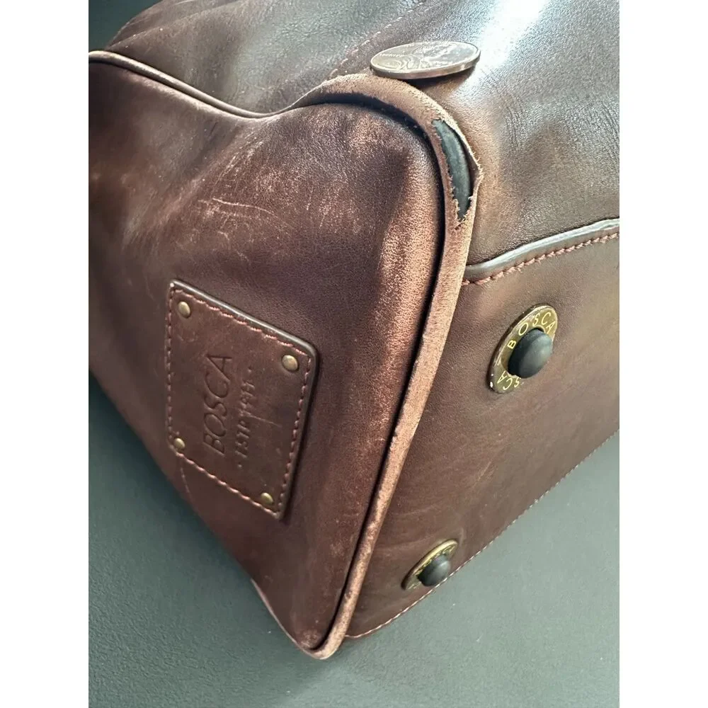 Bosca Brown Italian Leather Briefcase Men's Messenger Bag Tote Laptop Satchel